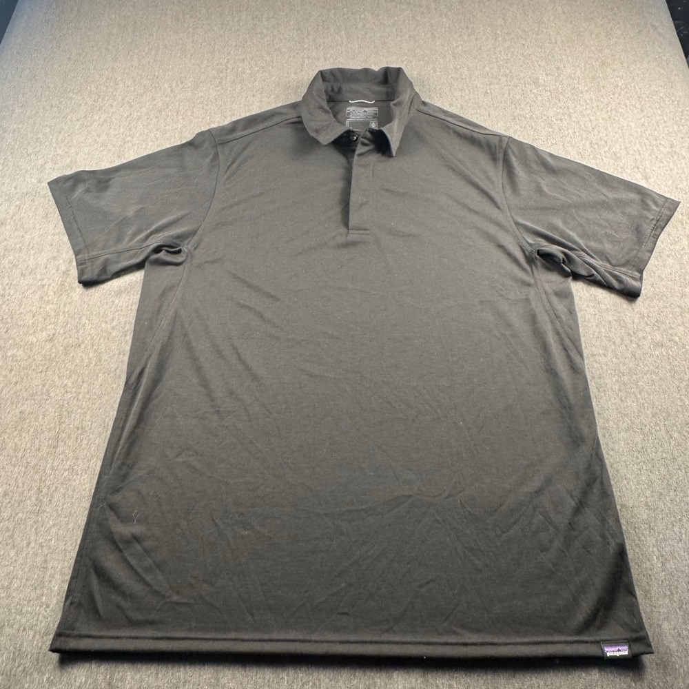 Patagonia Capilene Cool Trail Polo Shirt Mens Large Black Technical Performance - Picture 2 of 9